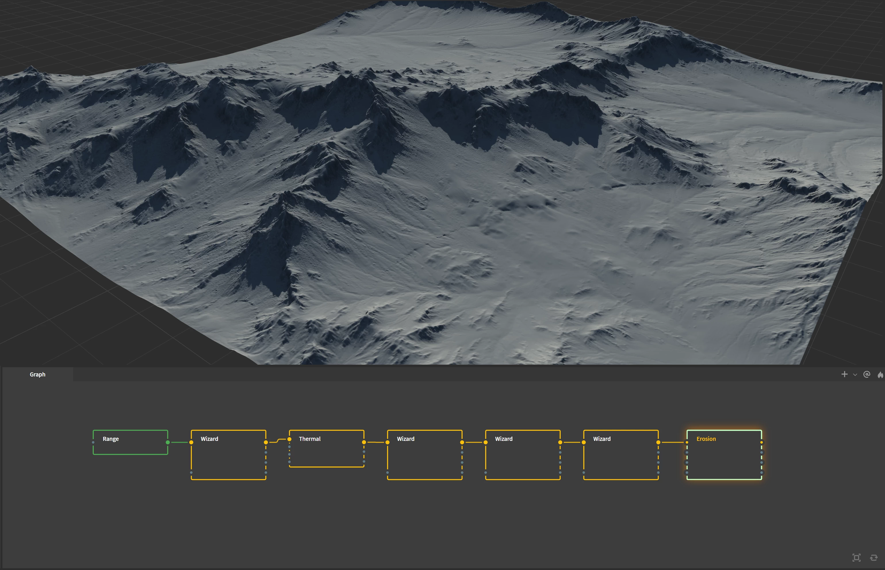 Chained sequence of Wizard/Erosion and Thermal nodes