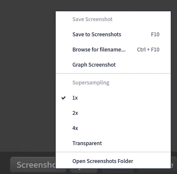 Screenshots Menu